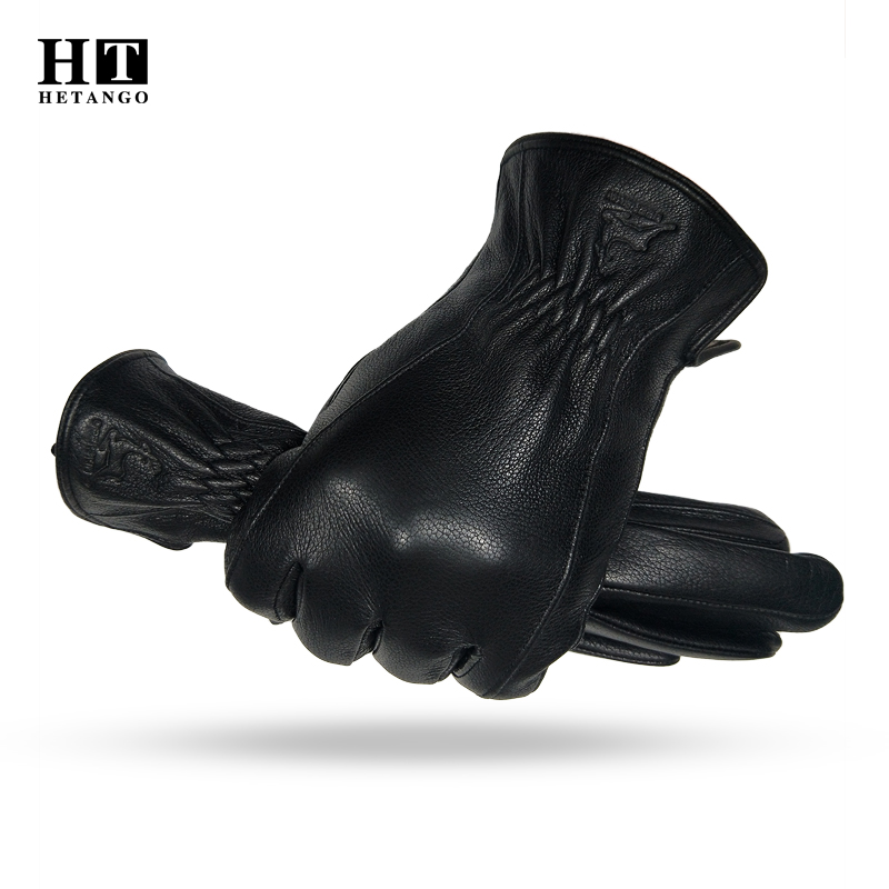 Wool Glove Lined - ﻿ Winter Men's Black Buckskin Leather